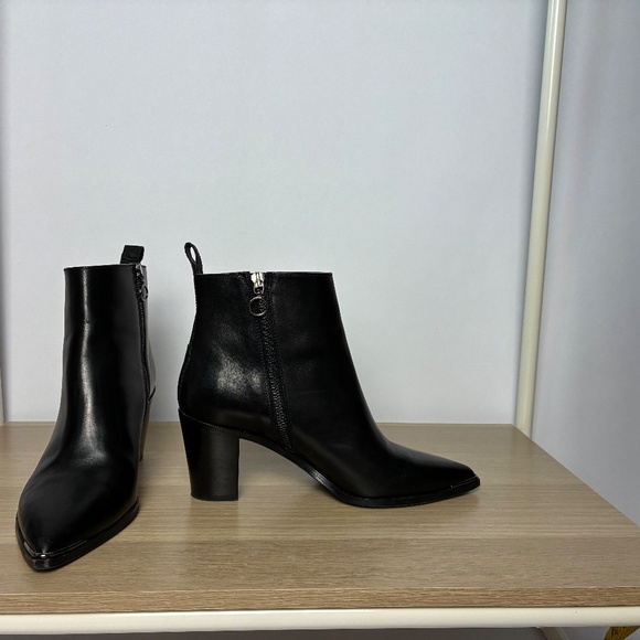 Acne Studios Black Leather Ankle Boots – Block Heel, Size EU 38 - Picture 8 of 8